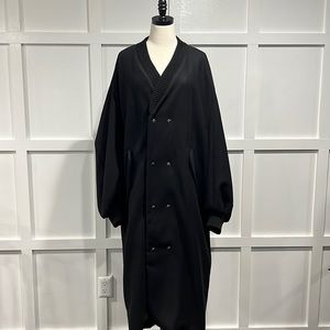 Vegas Long Black Wool Coat With Silk Lining, S